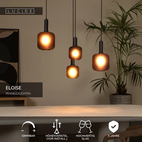 Lucide ELOISE - Pendelleuchten - 4xE27 - Schwarz - USP